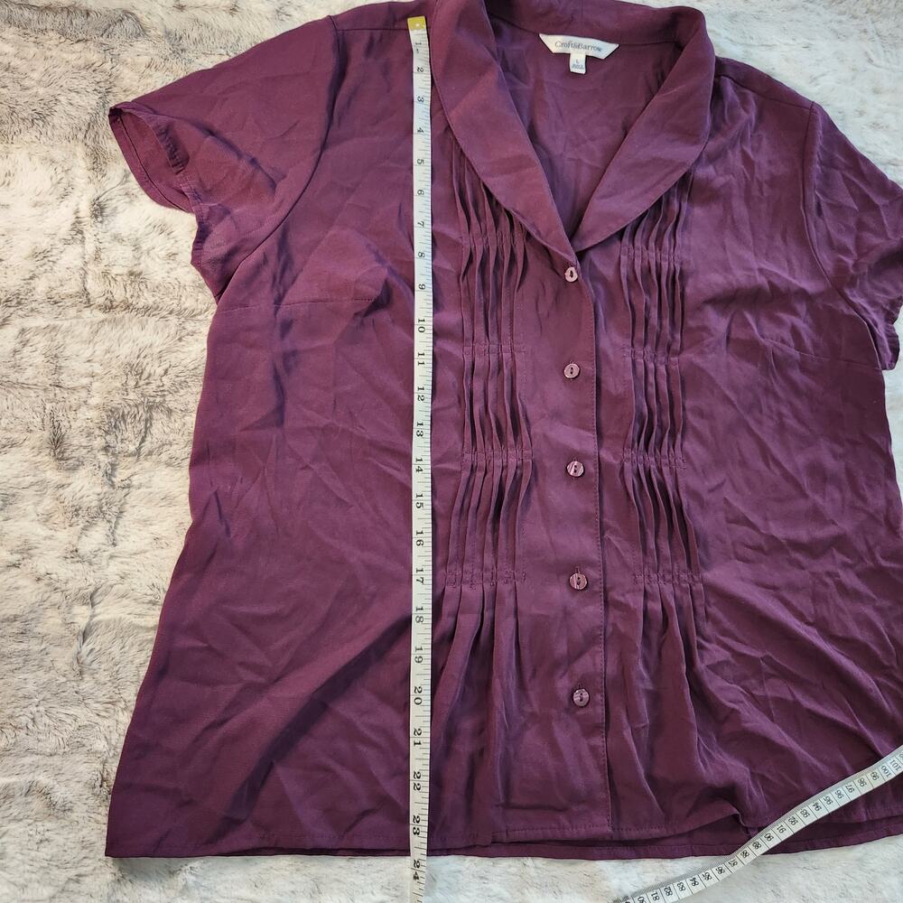 croft & barrow Plum Short-Sleeve Button Front Blouse - Picture 4 of 5